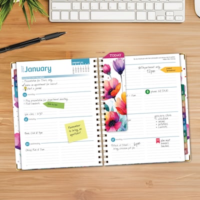 2027 Excello Brands 7.8 x 9 Weekly & Monthly Standard Planner, Paperboard Cover, Rainbow Floral (FSHN-CY27-79-53)