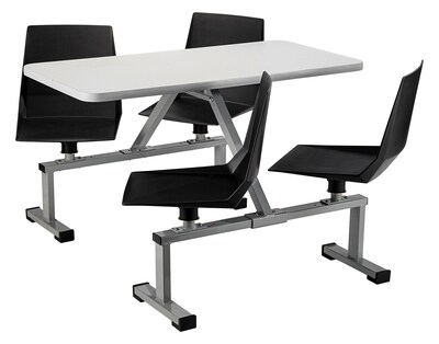 NPS CSBG Series Cluster Swivel Booth, 24" x 48", Grey Nebula Top/Black Seats (CSBG2448-MDPEGY10)
