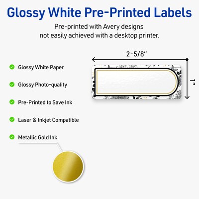 Avery Rectangle Laser/Inkjet Multipurpose Labels, 1 x 2-5/8, White, 160/Pack (19479371012)