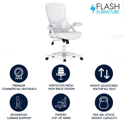 Flash Furniture Porter Ergonomic Mesh Swivel High Back Office Chair, White (HL00161WHWH)