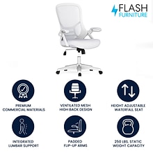 Flash Furniture Porter Ergonomic Mesh Swivel High Back Office Chair, White (HL00161WHWH)