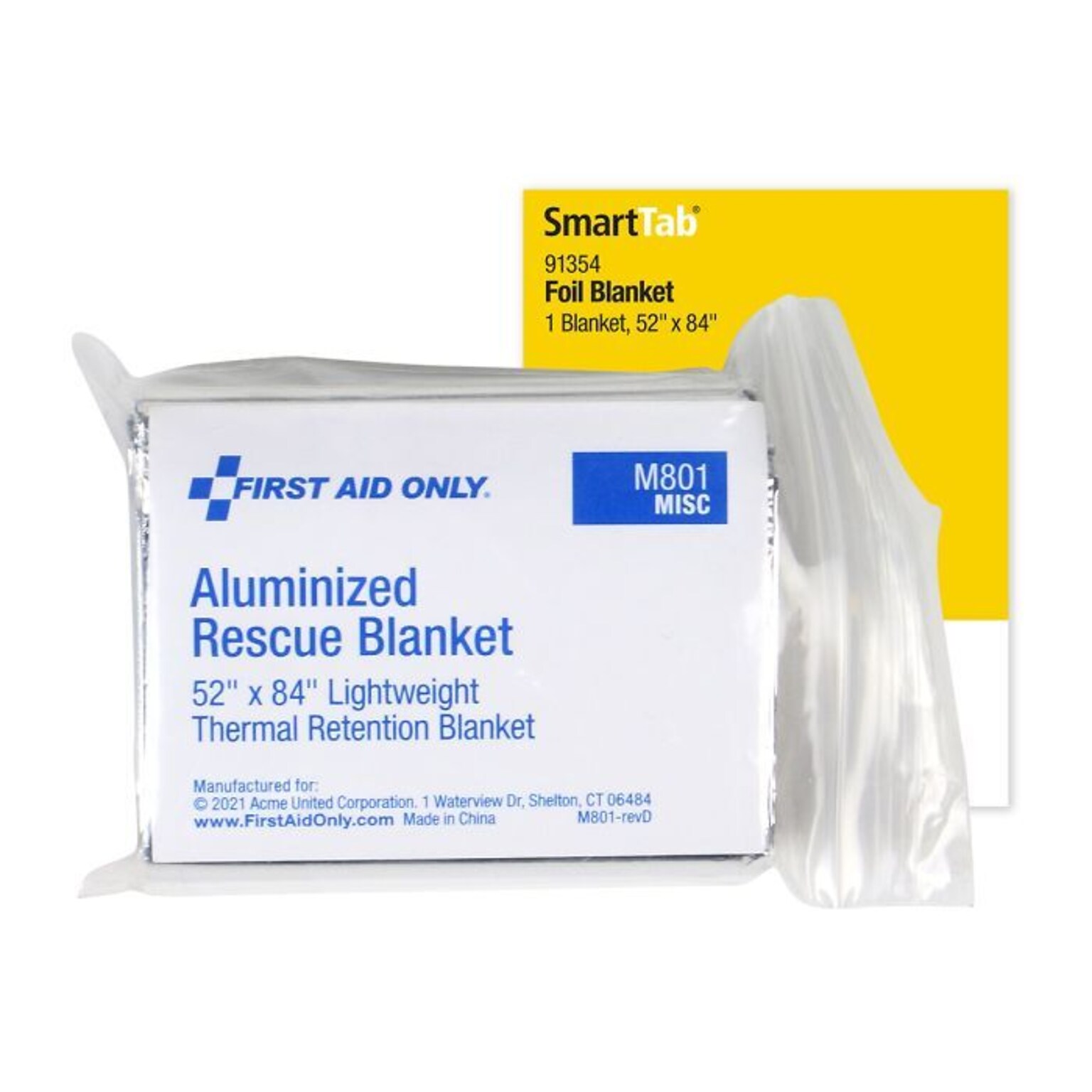 First Aid Only SmartCompliance Aluminized Rescue Blanket, 52 x 84 (91354)