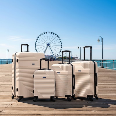 InUSA Resilience 4-Piece Hardside Spinner Luggage Set, TSA Checkpoint Friendly, Sand (IURESSMLXL-SAN)