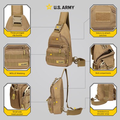 U.S. Army DELTA Tactical Polyester Sling Bag, Coyote (USBDEL12COY)