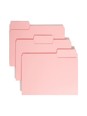 Smead File Folders, 1/3-Cut Tab, Letter Size, Pink, 100/Box (12643)