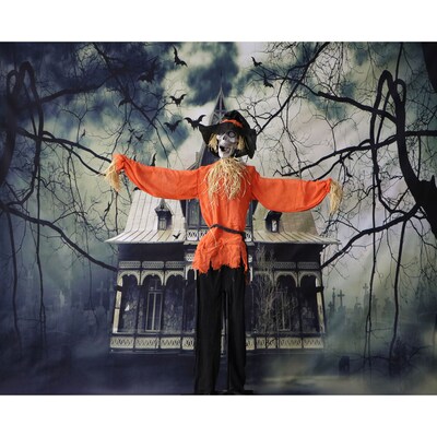 Haunted Hill Farm Life-Size Animatronic Skeleton Scarecrow (HHSCR-1FLSA)