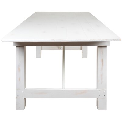 Flash Furniture HERCULES Series 96" Folding Farm Dining Table, Rustic White (XAF96X40WH)