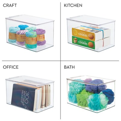 iDESIGN Storage Container with Hinged Lid, Plastic, Clear, 2/Pack (29192M2)