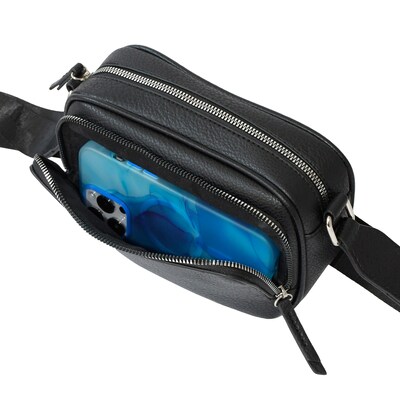 Nicci Cross-Body Bag with Front Zipper Pocket, Black (NH07-BLK)