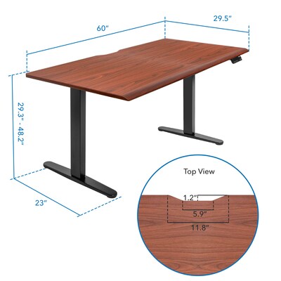 Mount-It! Dual Motor 60"W Electric Adjustable Standing Desk, Hazelnut Brown/Black (MI-18125)