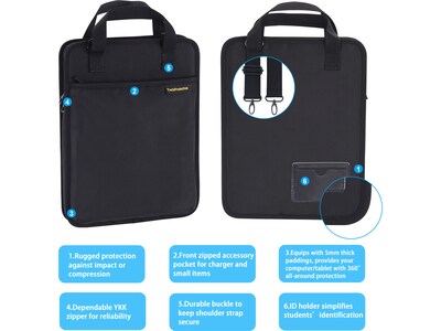 TechProtectus 9.7"-12" Water Resistant Vertical Laptop Sleeve, Shock-Absorbing, Black (TP-BK-VR11)