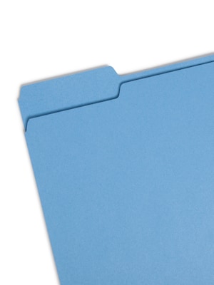 Smead File Folder, 1/3-Cut Tab, Letter Size, Blue, 100/Box (12043)