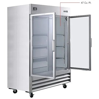 Global Industrial Nexel Reach-In Refrigerator, 2 Glass Doors, 47 Cu. Ft. (243219)