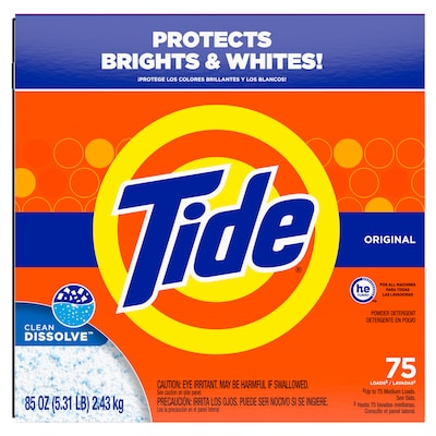 Tide Ultra HE Powder Laundry Detergent, Original, 75 Loads, 85 oz., 3/Carton (84997)