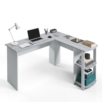 Techni Mobili 51" Mixed Materials L-Shaped Desk, Gray (RTA-8413L-GRY)