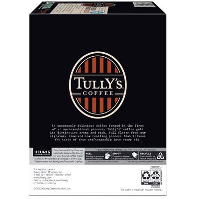 Tully's French Roast Decaf Coffee Keurig® K-Cup® Pods, Dark Roast, 24/Box (192419)