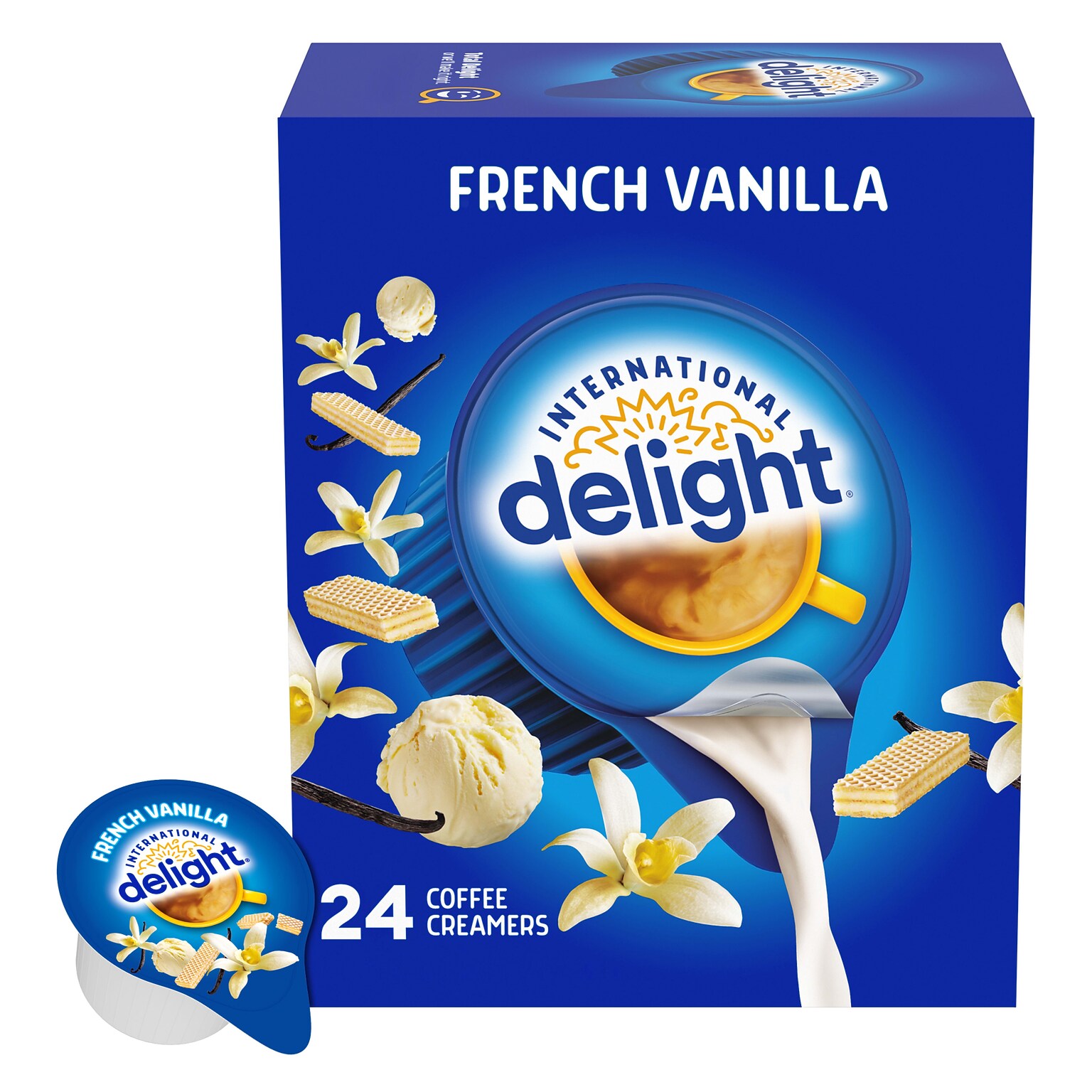International Delight French Vanilla Dairy Free Liquid Creamer, 0.44 oz., 24/Box (WWI100681)