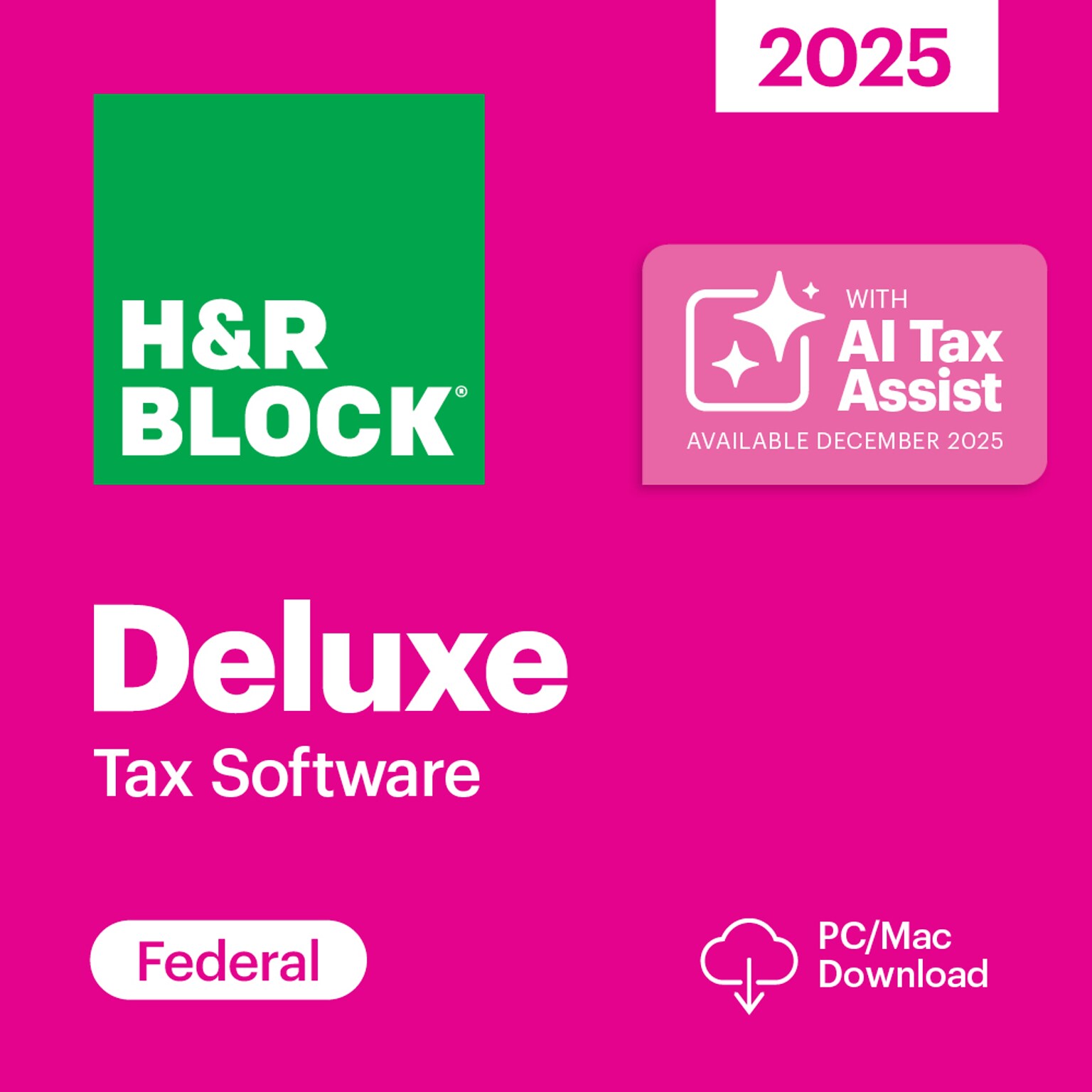 H&R Block Tax Software Deluxe 2025 for 1 User,  Win/Mac, Download (HRB641800V016)