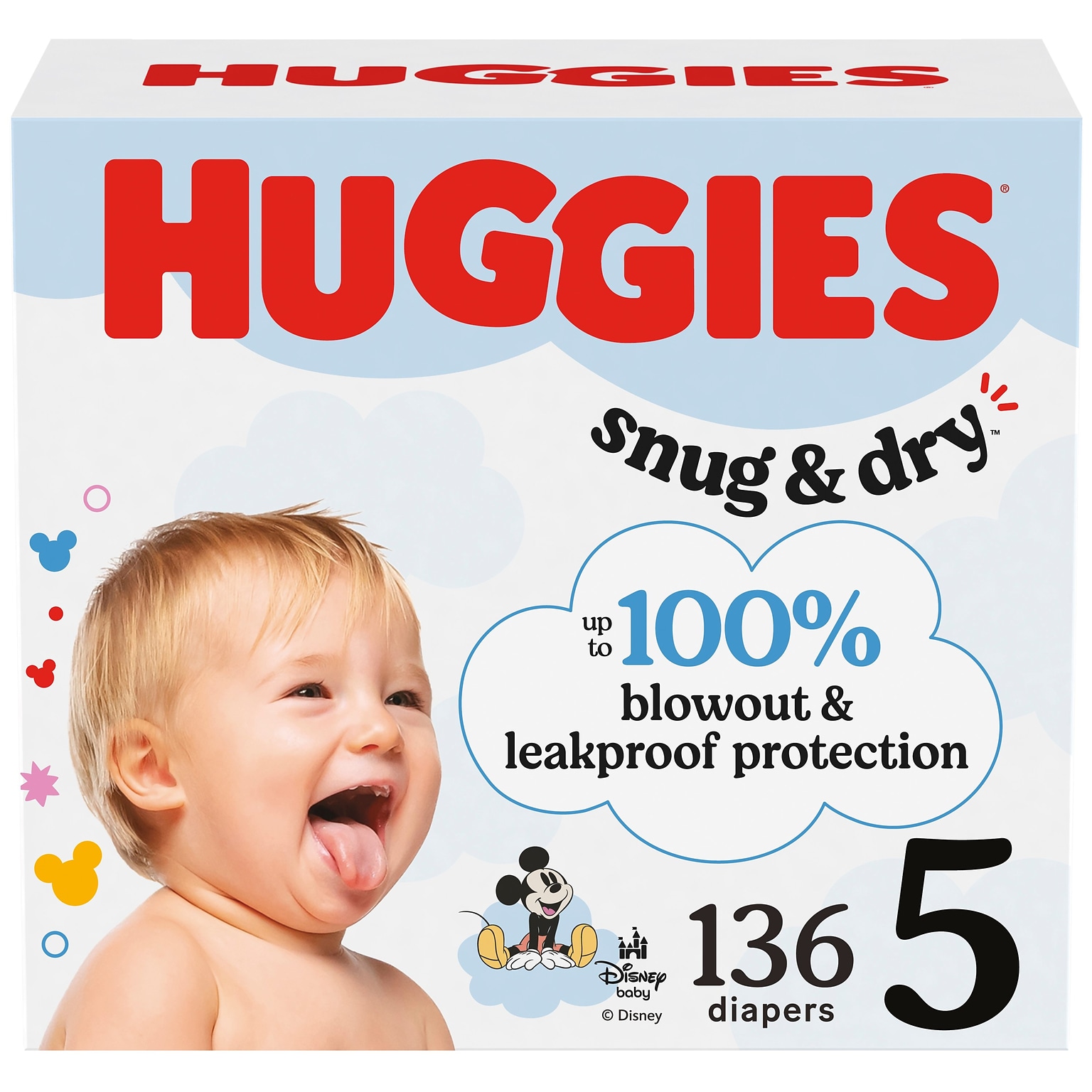 Huggies Snug & Dry Baby Diapers, Size 5, 136/Carton (51517/56458)