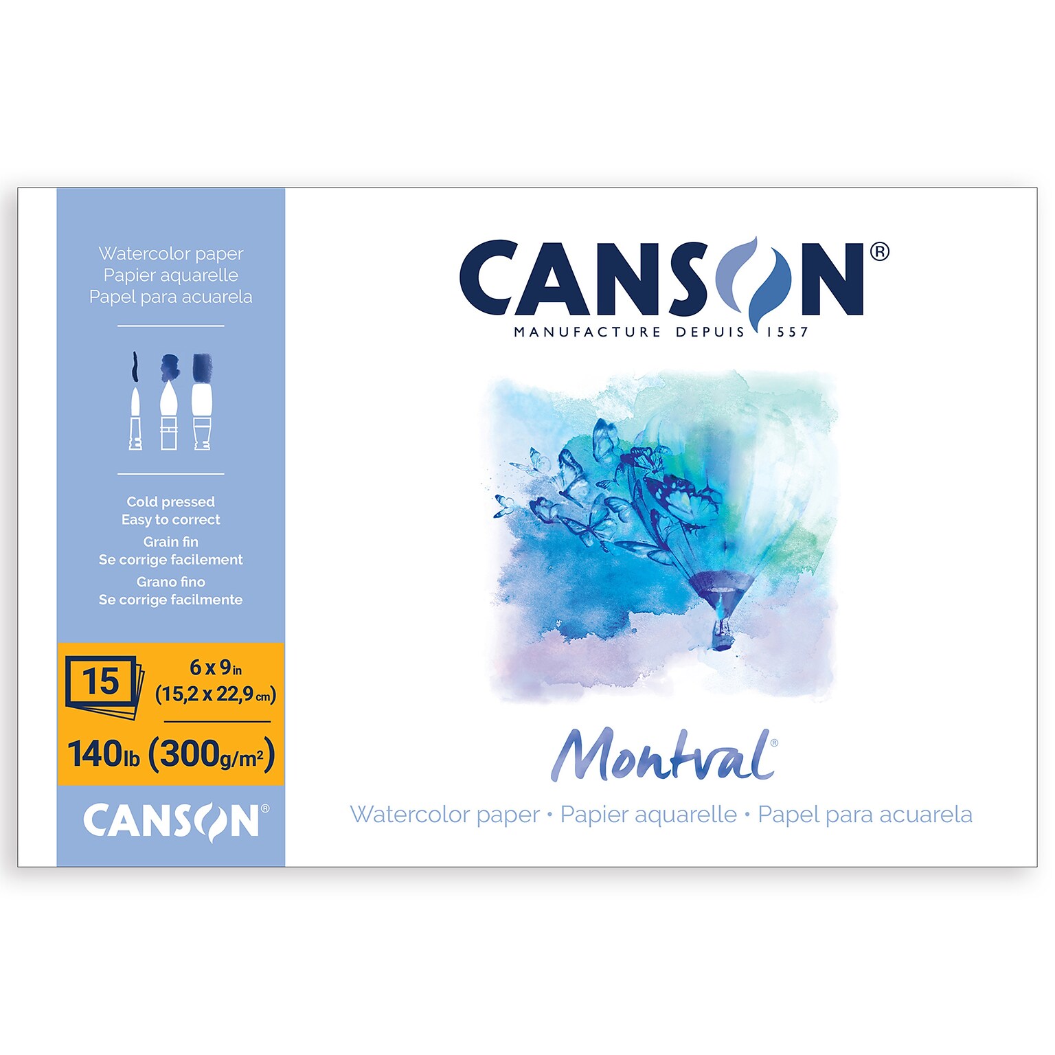 Canson Artist Series 6 x 9 Montval Watercolor Sketch Pad, 15 Sheets/Pad (MCXC100511062)