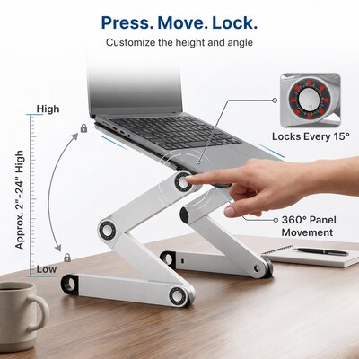 Uncaged Ergonomics WorkEZ Executive 18" Laptop Cooling Stand with 2 Fans, 3 USB Ports, Silver (WEEFHs)
