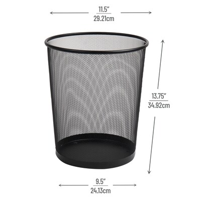 Mind Reader Metal Mesh Trash Can Without Lid, 4.4 Gallon, Black, 2/Pack (2CIRGA-BLK)
