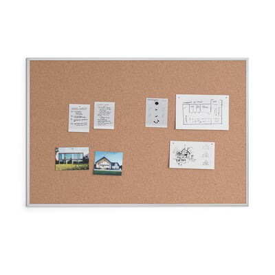 U Brands Basics Cork Bulletin Board, Silver Frame, 47"H x 70"W (023U00-01)