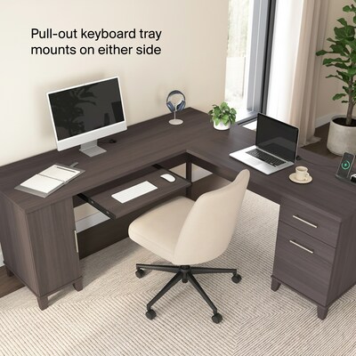 Bush Home Somerset 72" W L Shaped Office Desk with Storage, Storm Gray (WC81510K)