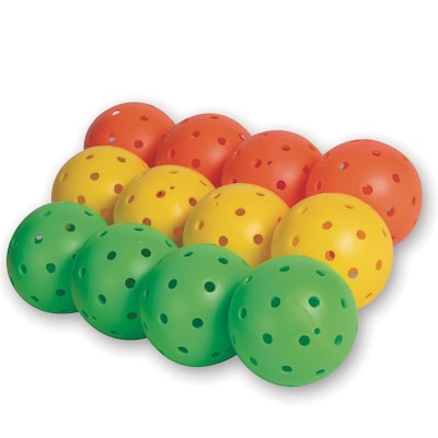 S&S Worldwide 2.9 Pickleball Ball, Assorted Colors, 12/Pack (W13835)