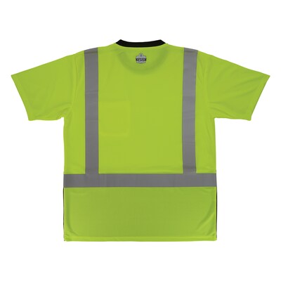 GloWear 8286BK High Visibility Short Sleeve Black Bottom T-Shirt, ANSI Type R Class 2, Lime, 2XL (22166)
