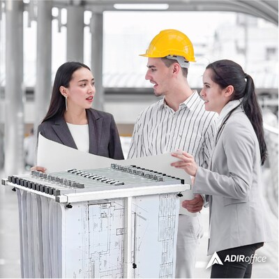 AdirOffice Blueprint Steel Vertical Plan Center Large File Storage Cart, White (614-WHI-KIT1)