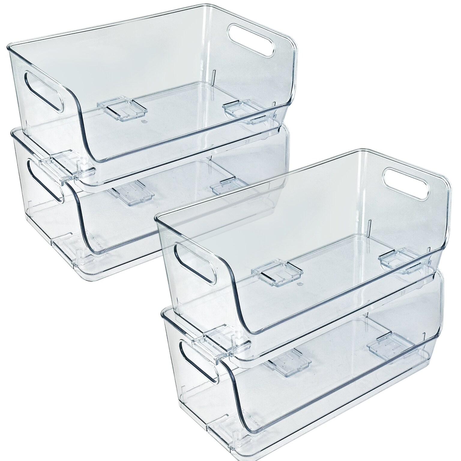 Azar Small Stackable Plastic Wide Pantry Storage Bin, 5 x 12.87x 5.5, Clear, 4/Pack (556756-4PK)