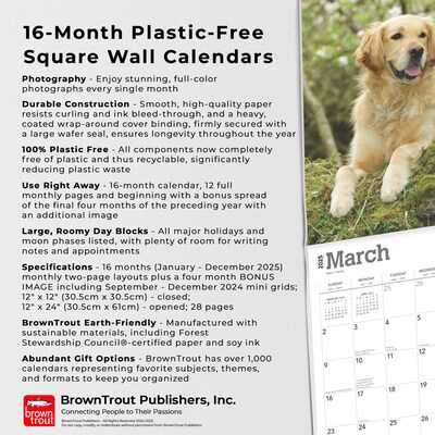 2025 BrownTrout Golden Retrievers 12" x 12" Monthly Square Wall Calendar (9781975477073)