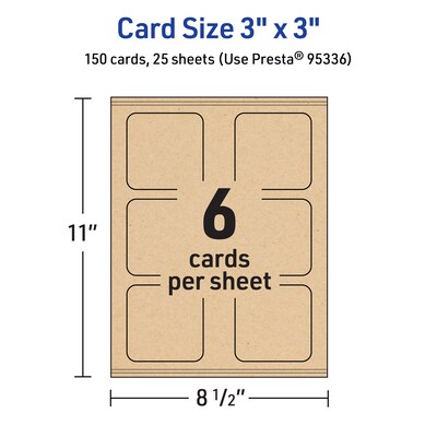 Avery Matte General Use Blank Cards, Kraft Brown, 150/Pack (95336)