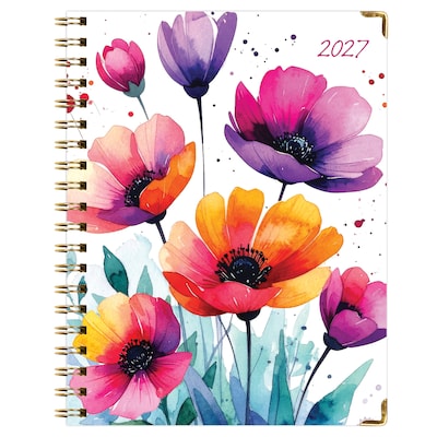 2027 Excello Brands 7.8" x 9" Weekly & Monthly Standard Planner, Paperboard Cover, Rainbow Floral (FSHN-CY27-79-53)