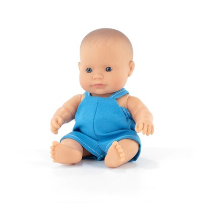 Miniland My Friends & Me Vinyl Caucasian Boy Baby Doll, 8.25, Multicolored (MLE33000)
