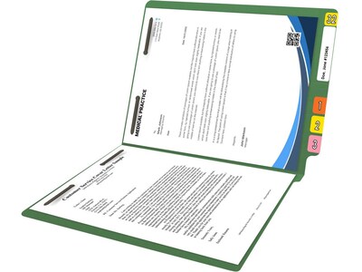 Medical Arts Press Reinforced End Tab File Folder, Straight Cut, Letter-Size, Green, 50/Box (S-01602-GRN)