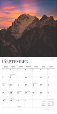 2025 BrownTrout World's Greatest Mountains 12" x 12" Monthly Square Wall Calendar (9781975475338)