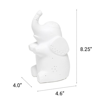 Creekwood Home 8.18" Glowing Ceramic Gentle Giant Elephant Light, White (CWT-2040-WH)