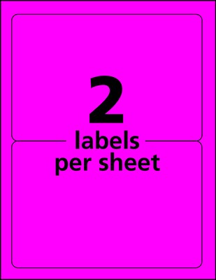 Avery Laser Shipping Labels, 5 1/2" x 8 1/2", Neon Pink, 2 Labels/Sheet, 100 Sheets/Box (5948)