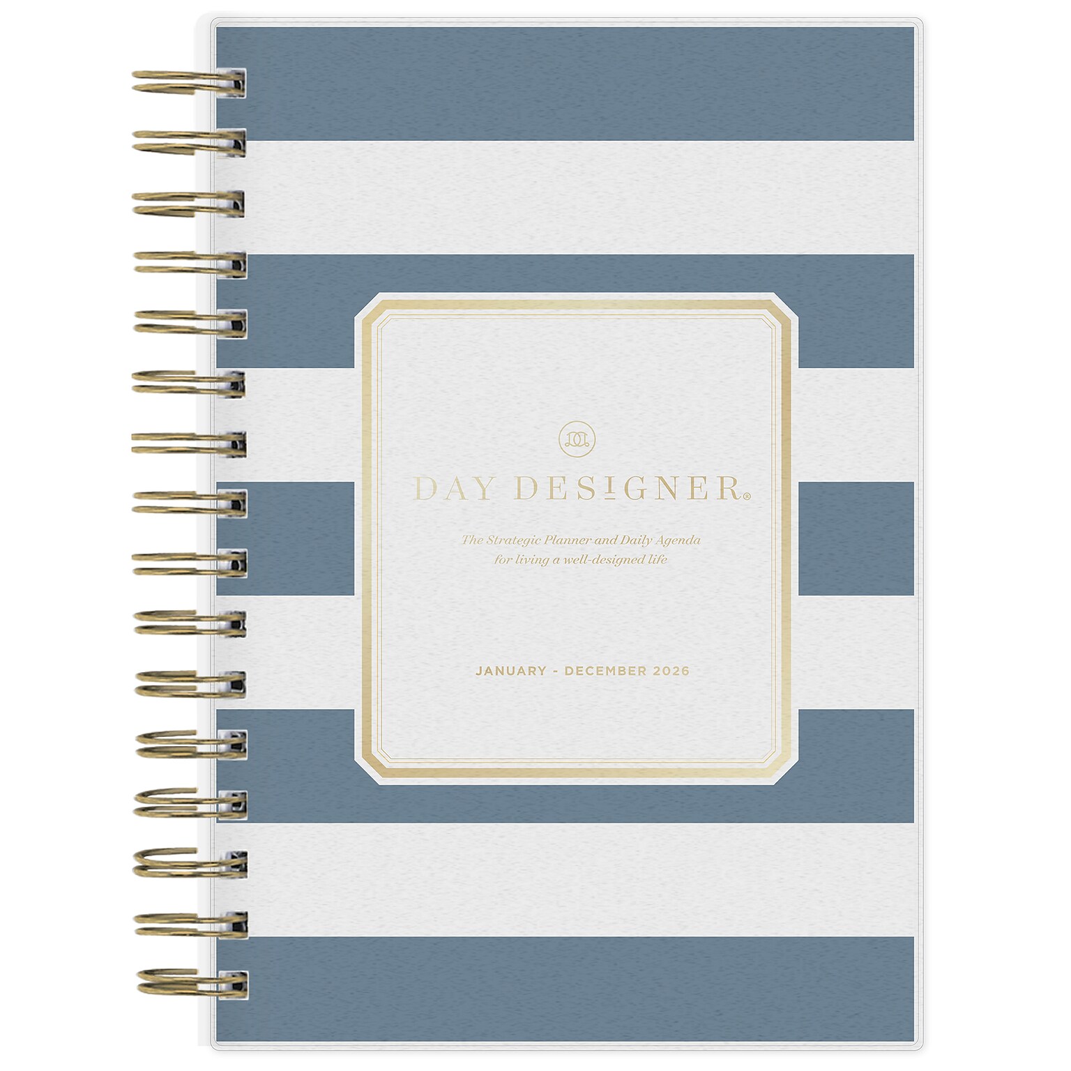 2026 Blue Sky Day Designer 5 x 8 Daily & Monthly Personal Planner, Rugby Stripe Navy Frosted (103623-26)
