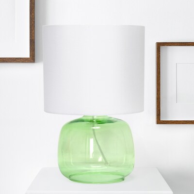 Creekwood Home Round Modern Glass 13.75" LED Table Lamp, Green/White (CWT-1015-GW)