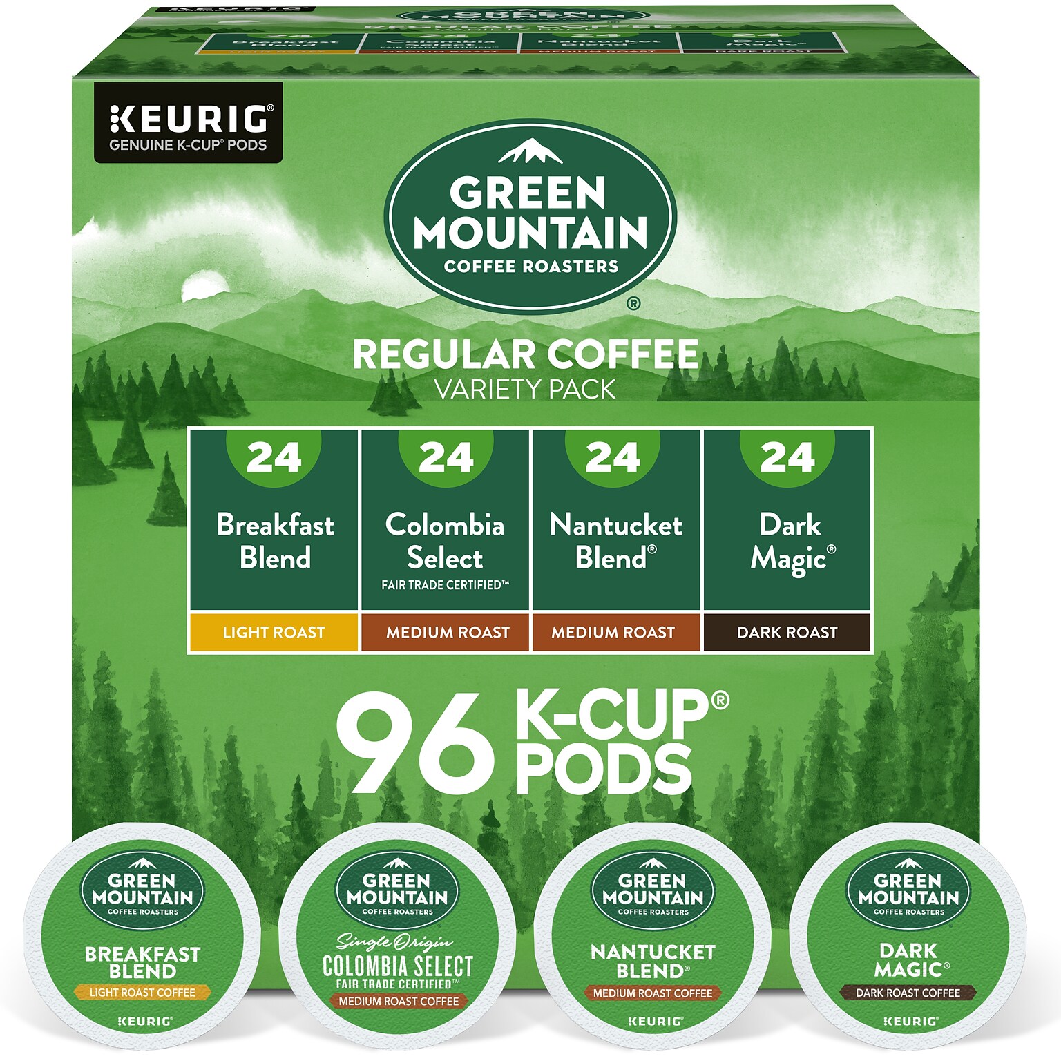 Green Mountain Variety Pack Coffee Keurig® K-Cup® Pods, 96/Carton (GMT6501CT)