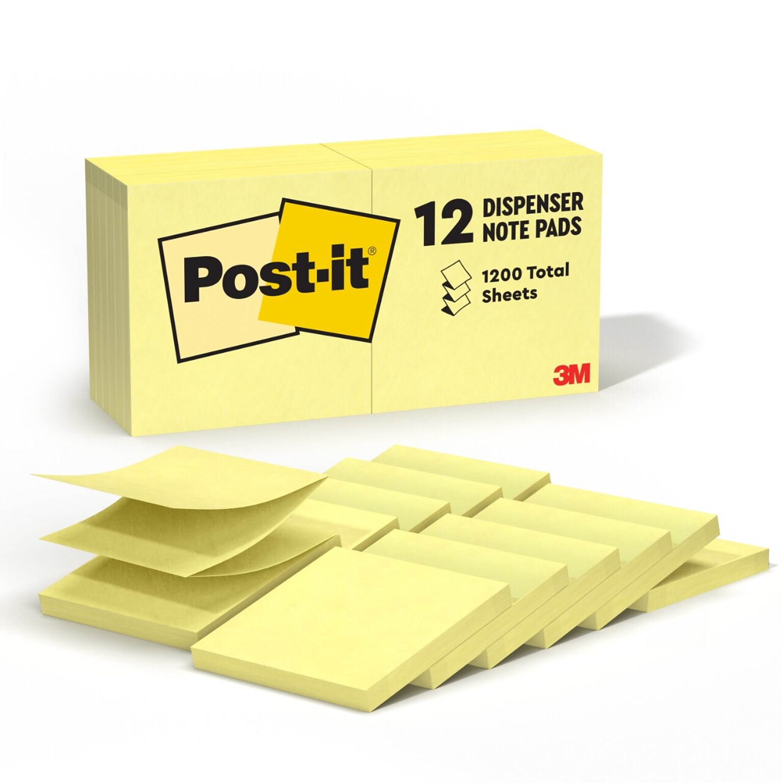 Post-it Pop-up Notes, 3 x 3, Canary Collection, 100 Sheet/Pad, 12 Pads/Pack (R330-YW)