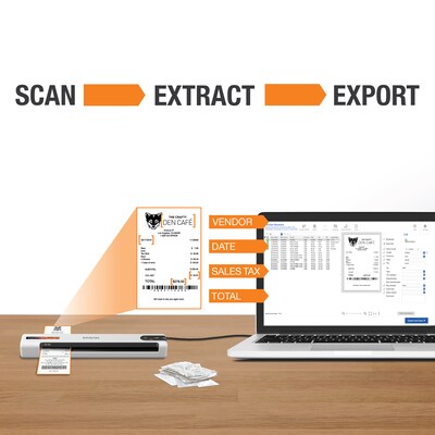 Epson RapidReceipt RR-60 Portable Document Scanner, Black/White (B11B252204)