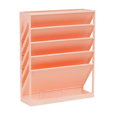 Mind Reader 5-Pocket Plastic Mountable Wall File, Letter Size, Pink (WALLANCH-PNK)