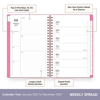 2027 Blue Sky Sincerely Jules 5 x 8 Weekly & Monthly Planner, Pink (162422)