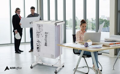 AdirOffice Expandable Blueprint Mobile Plan Center Large File Hanging Storage, White (615-WHI-KIT1)