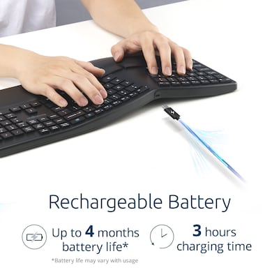 Kensington Pro Fit Ergo KB680 Wireless Ergonomic Keyboard, Black (K72485NA)