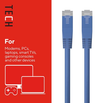 Staples TECH 14 ft. Cat-6 Ethernet Cable, Male to Male, Blue (ST62455)